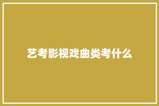 艺考影视戏曲类考什么