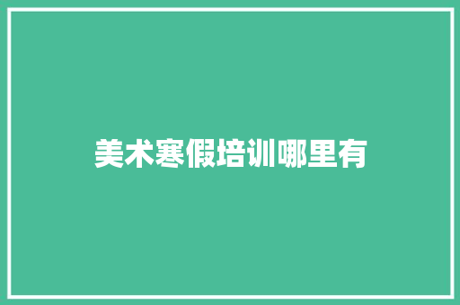美术寒假培训哪里有
