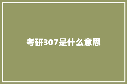 考研307是什么意思