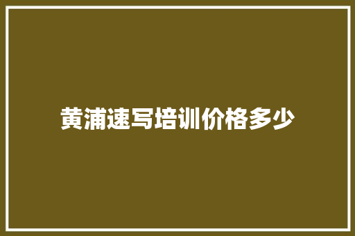 黄浦速写培训价格多少