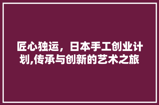 匠心独运，日本手工创业计划,传承与创新的艺术之旅