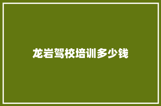 龙岩驾校培训多少钱