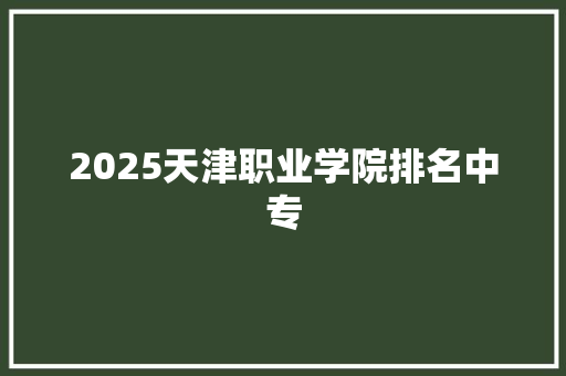 2025天津职业学院排名中专