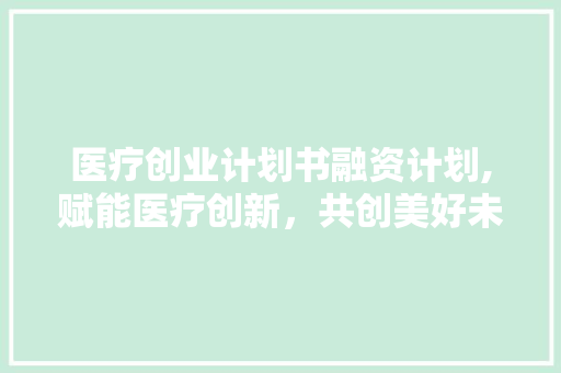 医疗创业计划书融资计划,赋能医疗创新，共创美好未来
