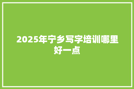 2025年宁乡写字培训哪里好一点