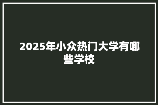 2025年小众热门大学有哪些学校