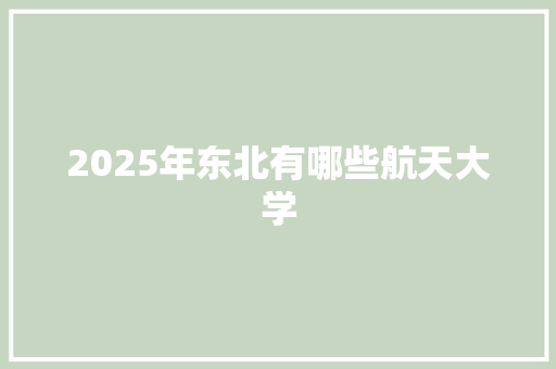 2025年东北有哪些航天大学