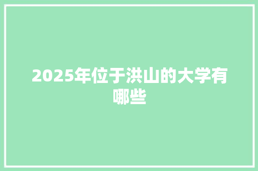 2025年位于洪山的大学有哪些