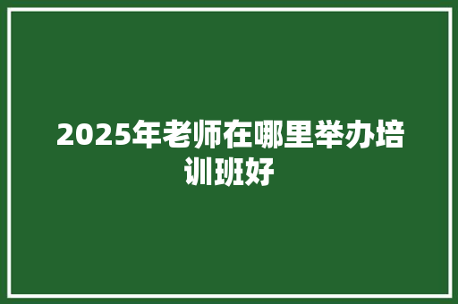 2025年老师在哪里举办培训班好