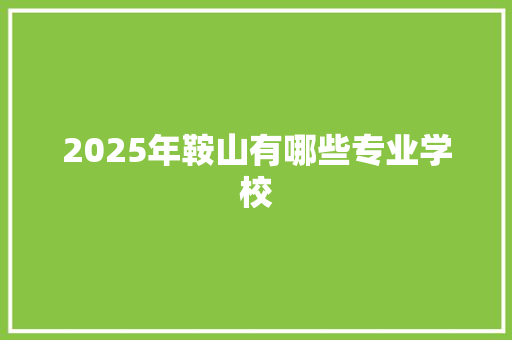 2025年鞍山有哪些专业学校