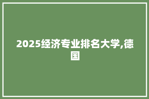 2025经济专业排名大学,德国
