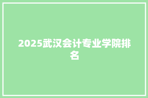 2025武汉会计专业学院排名