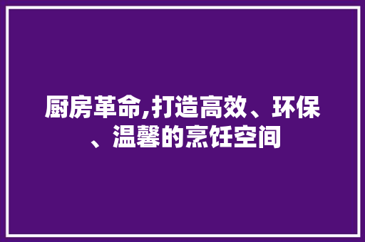 厨房革命,打造高效、环保、温馨的烹饪空间