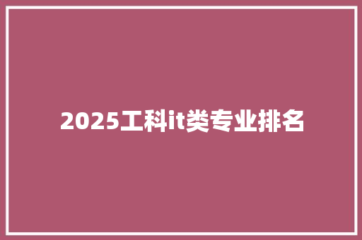 2025工科it类专业排名