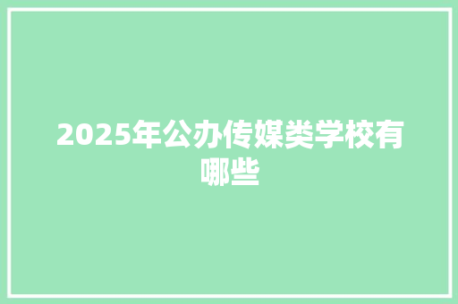 2025年公办传媒类学校有哪些
