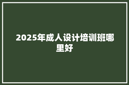 2025年成人设计培训班哪里好