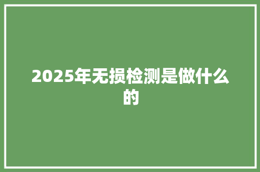 2025年无损检测是做什么的