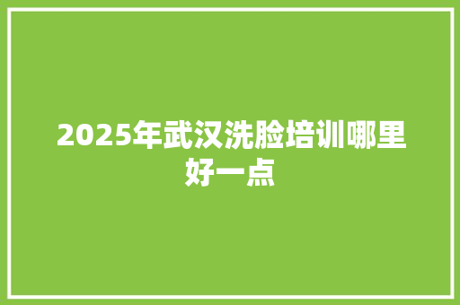 2025年武汉洗脸培训哪里好一点