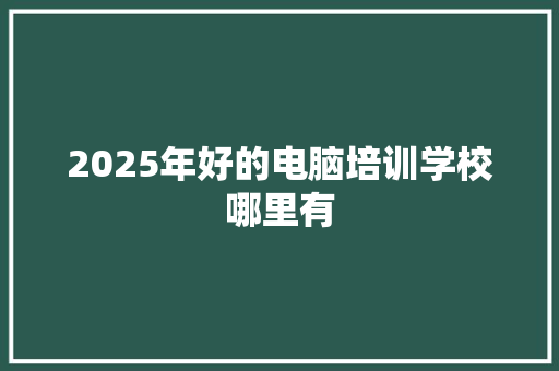 2025年好的电脑培训学校哪里有
