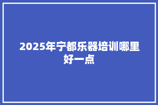 2025年宁都乐器培训哪里好一点