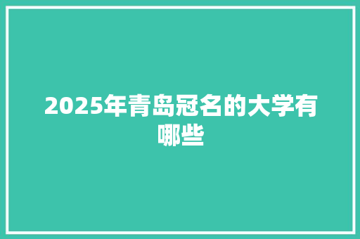 2025年青岛冠名的大学有哪些