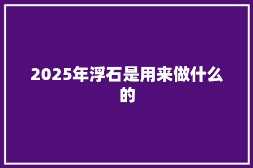 2025年浮石是用来做什么的