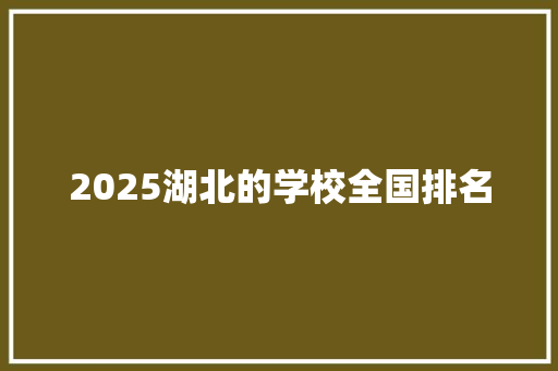 2025湖北的学校全国排名