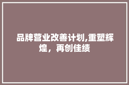 品牌营业改善计划,重塑辉煌，再创佳绩 诗词佳句